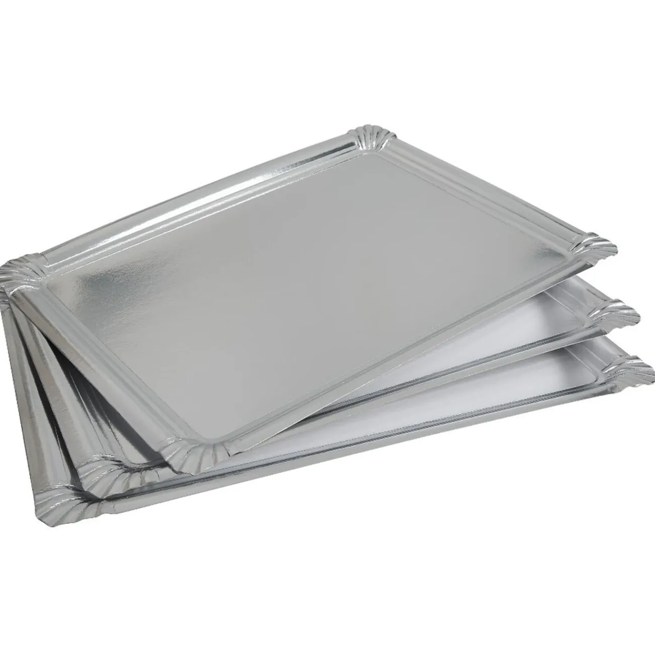 Gifi Plateau rectangulaire argenté en carton x3