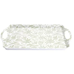 Gifi Plateau rectangulaire blanc motif feuillage vert sauge 34x50,5cm