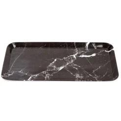 Gifi Plateau rectangulaire mélaminé effet marbre gris et blanc 19x30cm