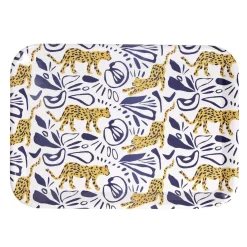 Gifi Plateau rectangulaire motif léopard blanc et bleu 27x38cm