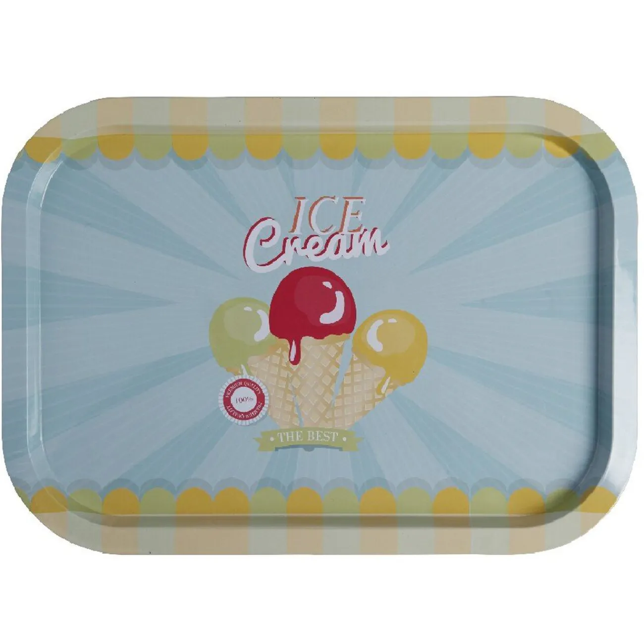 Gifi Plateau rectangulaire métal décor glace multicolore