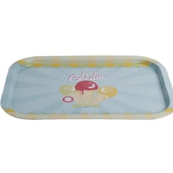 Gifi Plateau rectangulaire métal décor glace multicolore