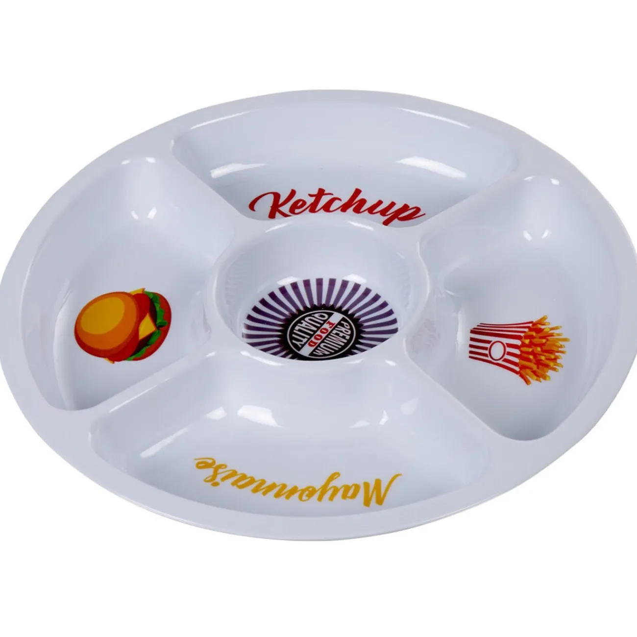 Gifi Plateau rond avec compartiments mélaminé design fast food