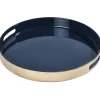 Gifi Plateau rond bleu nuit et doré