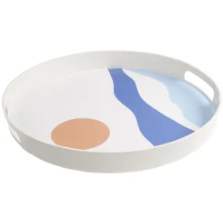 Gifi Plateau rond design abstrait vague et soleil - plastique Ø34,5xH4cm