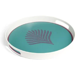 Gifi Plateau rond feuille exotique mélaminé vert Ø34,5xH4,1cm