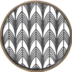 Gifi Plateau rond inspiration orientale en métal et bois rouge ou gris