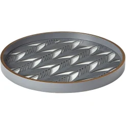 Gifi Plateau rond inspiration orientale en métal et bois rouge ou gris