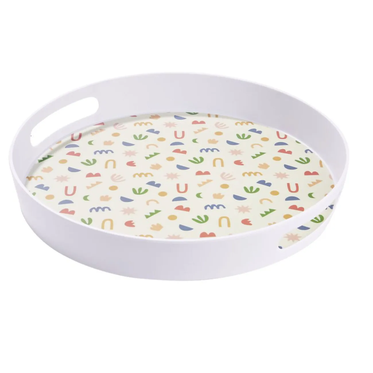 Gifi Plateau rond mélaminé motif matisse blanc et multicolore Ø34,5xH5cm