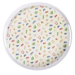 Gifi Plateau rond mélaminé motif matisse blanc et multicolore Ø34,5xH5cm