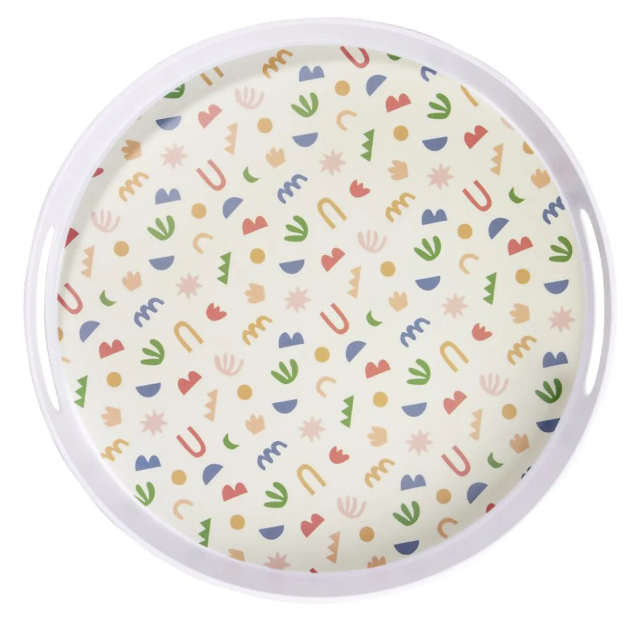 Gifi Plateau rond mélaminé motif matisse blanc et multicolore Ø34,5xH5cm