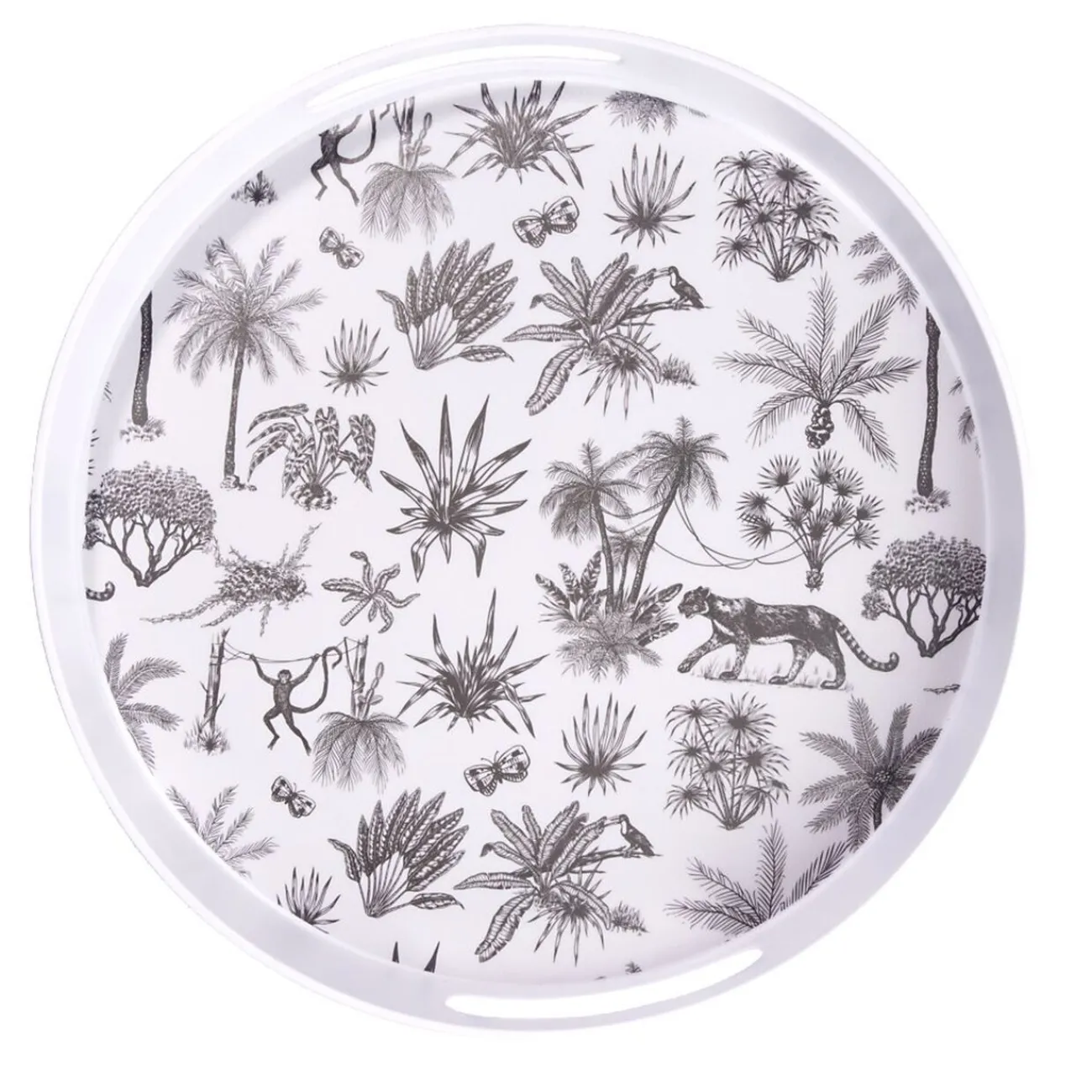 Gifi Plateau rond mélaminé motif savane blanc et noir Ø34,5xH5cm