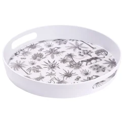 Gifi Plateau rond mélaminé motif savane blanc et noir Ø34,5xH5cm