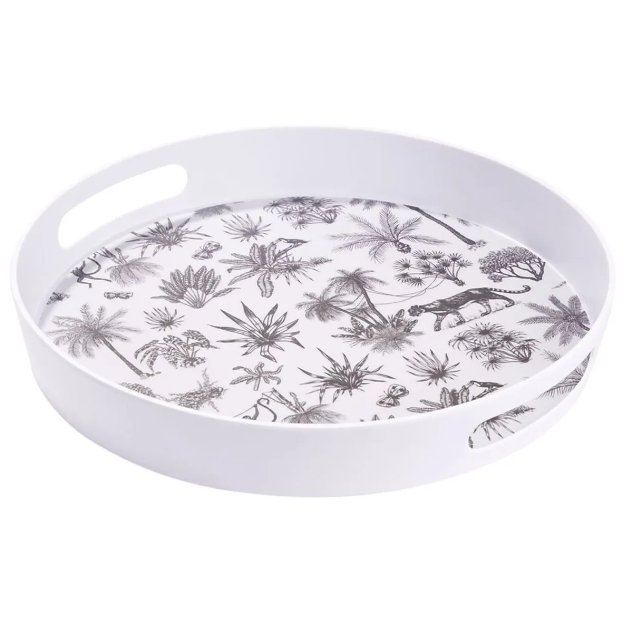 Gifi Plateau rond mélaminé motif savane blanc et noir Ø34,5xH5cm