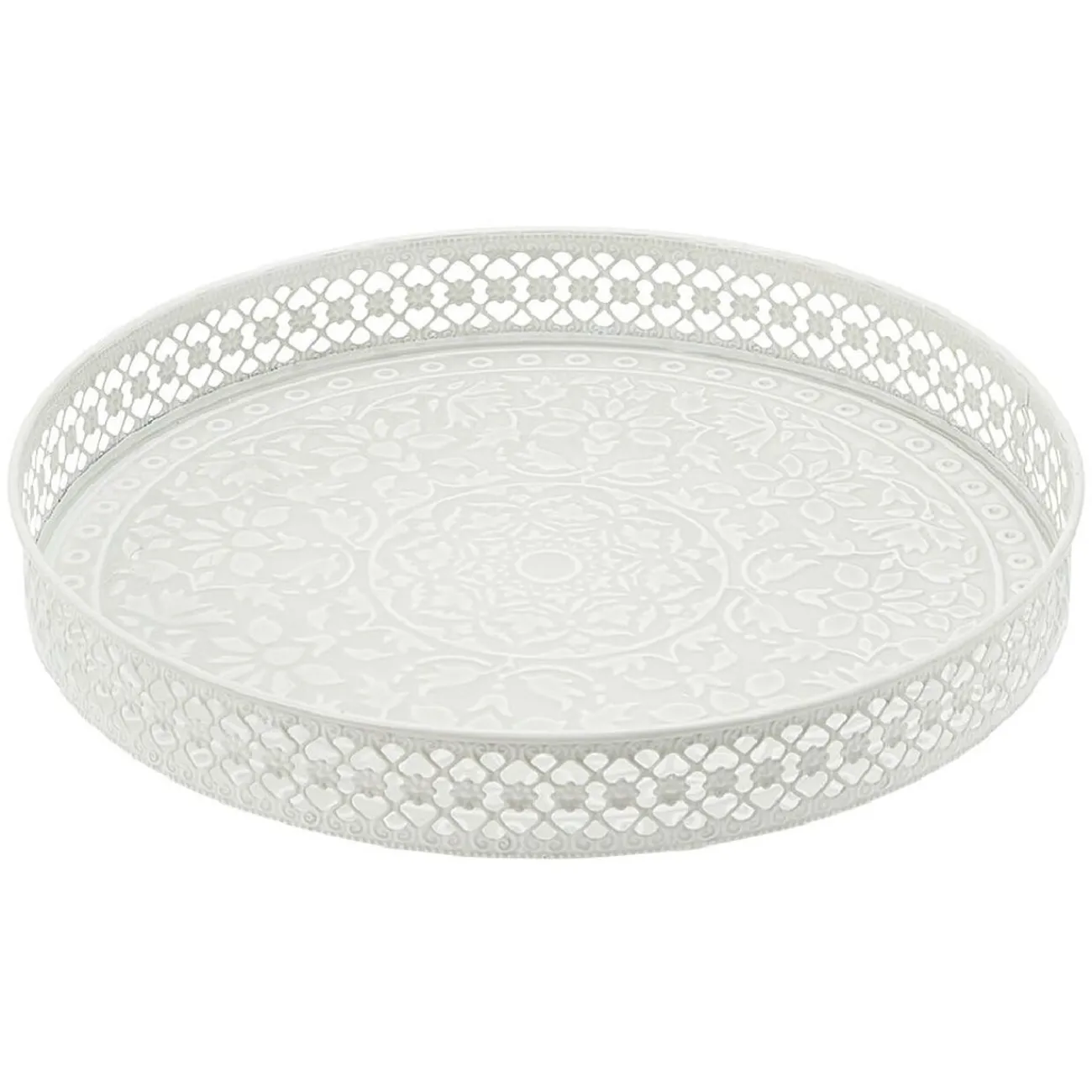 Gifi Plateau rond métal motif mandala rose gris ou vert