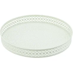 Gifi Plateau rond métal motif mandala rose gris ou vert