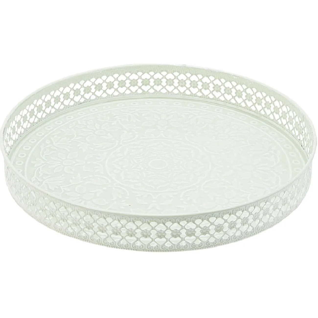 Gifi Plateau rond métal motif mandala rose gris ou vert