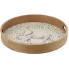 Gifi Plateau rond naturel motif éléphant