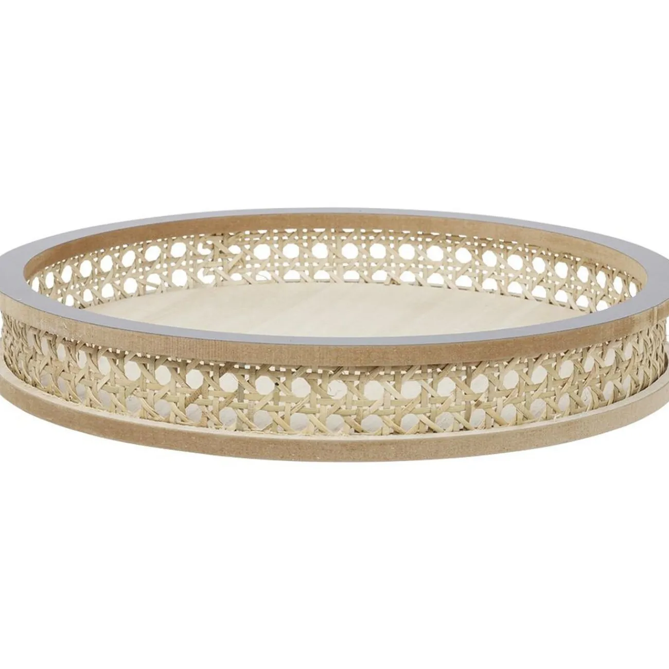 Gifi Plateau rond rotin et osier Ø30cm naturel et gris