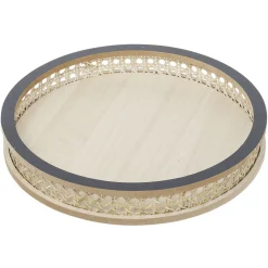 Gifi Plateau rond rotin et osier Ø30cm naturel et gris