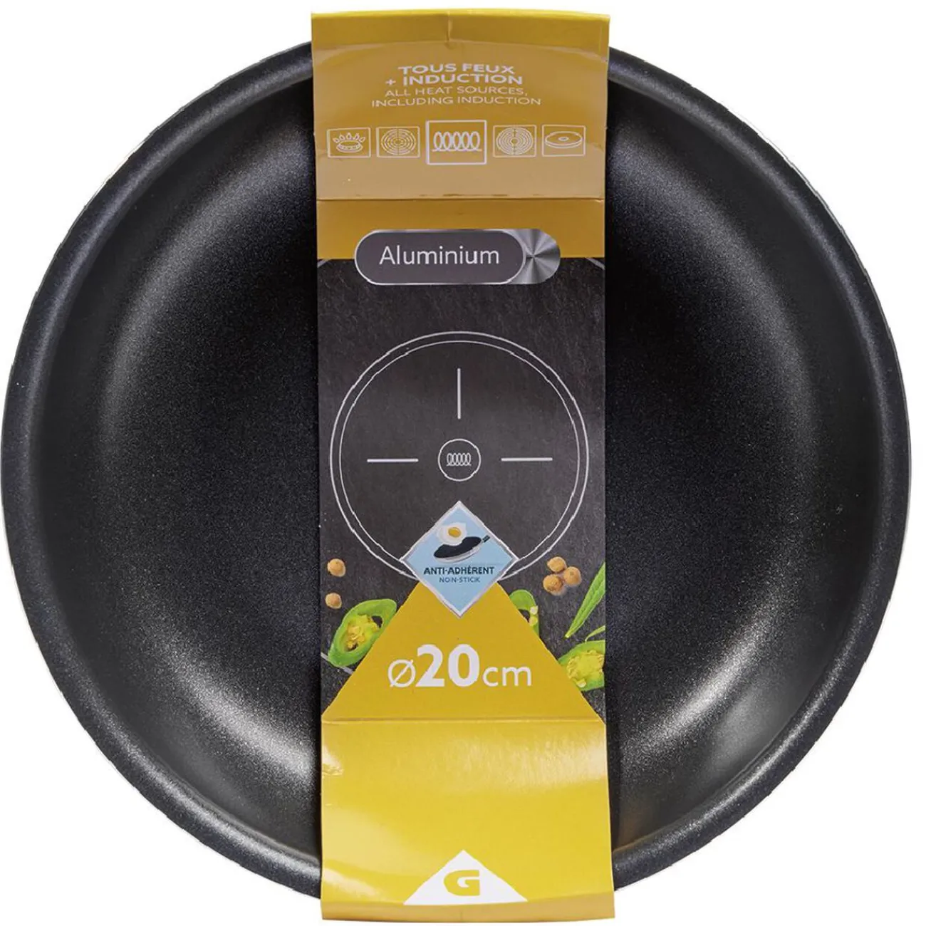 Gifi Poêle antiadhérente sans poignée noir Ø20cm