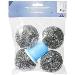 Gifi Nettoyage Et Entretien|Éponge spirale en inox à récurer avec poignée x4