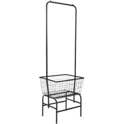 Gifi Rangement|Portant à vêtements avec panier de rangement métal noir
