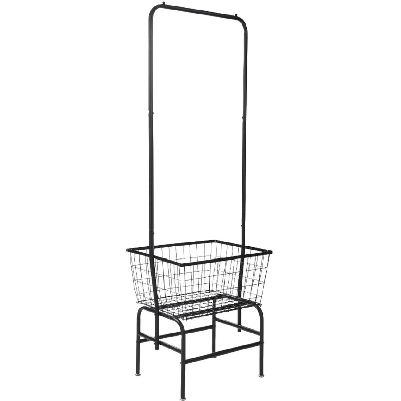 Gifi Rangement|Portant à vêtements avec panier de rangement métal noir