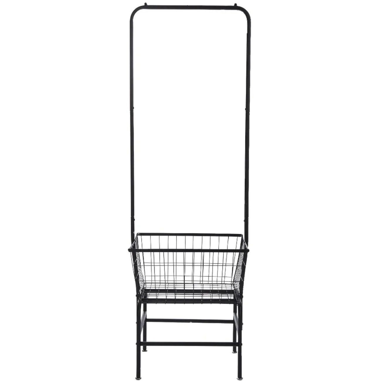 Gifi Rangement|Portant à vêtements avec panier de rangement métal noir