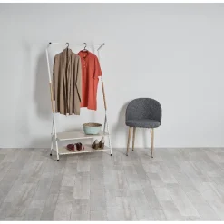 Gifi Rangement|Portant blanc avec 2 étagères en bois