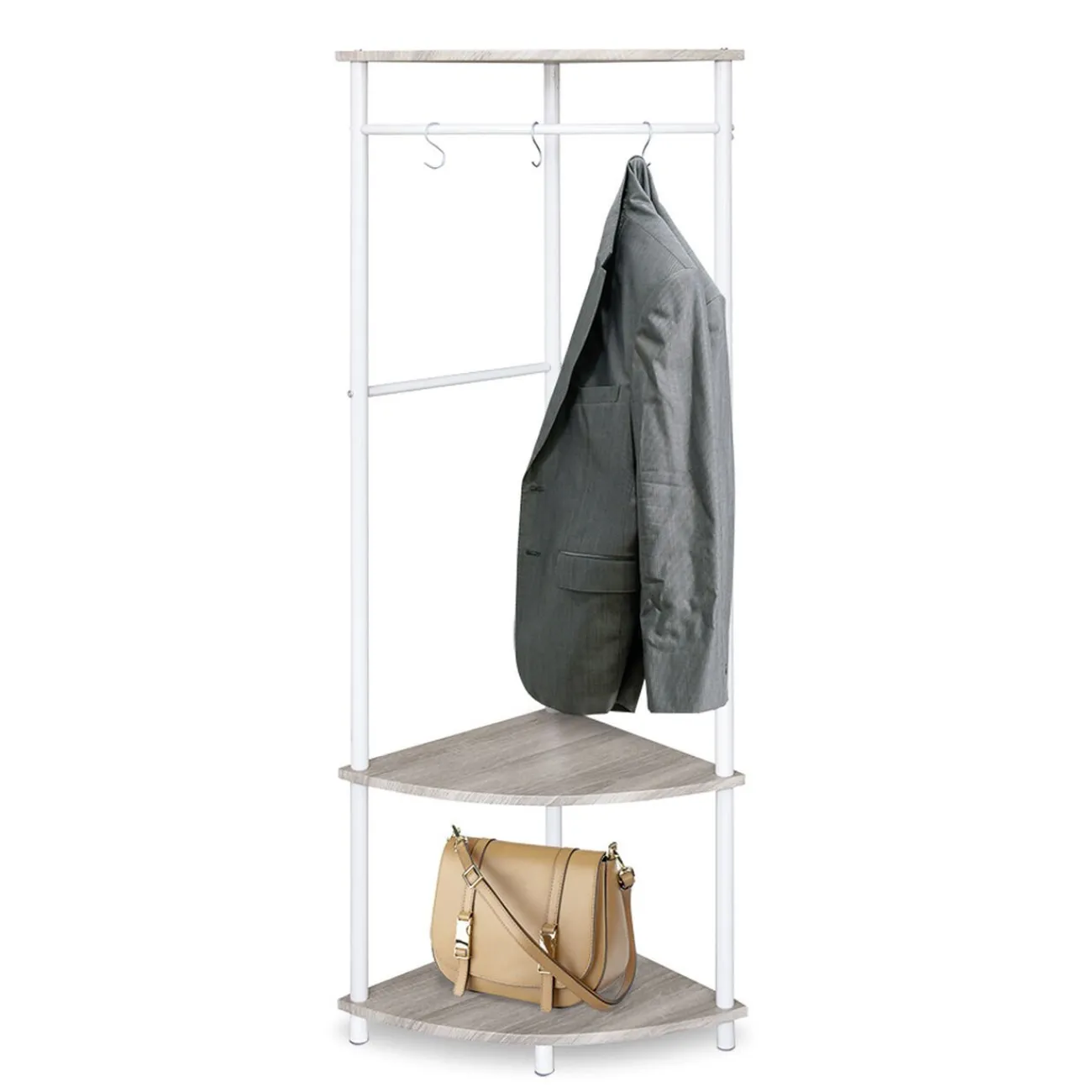 Gifi Rangement|Portant en bois et métal blanc naturel