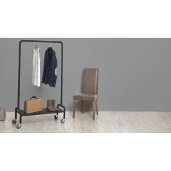 Gifi Rangement|Portant tube noir avec étagère