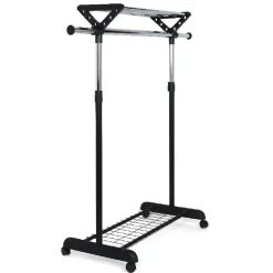 Gifi Rangement|Portant vêtements à roulettes noir et gris