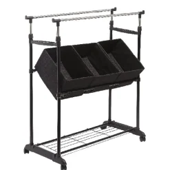 Gifi Rangement|Portant vêtements double avec 3 panières