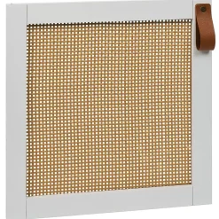 Gifi Rangement|Porte Box Cube 32,2x32,2x1,2cm quadrillage rotin et bois blanc