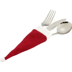 Gifi Porte couvert chapeau de Noël rouge et blanc x4