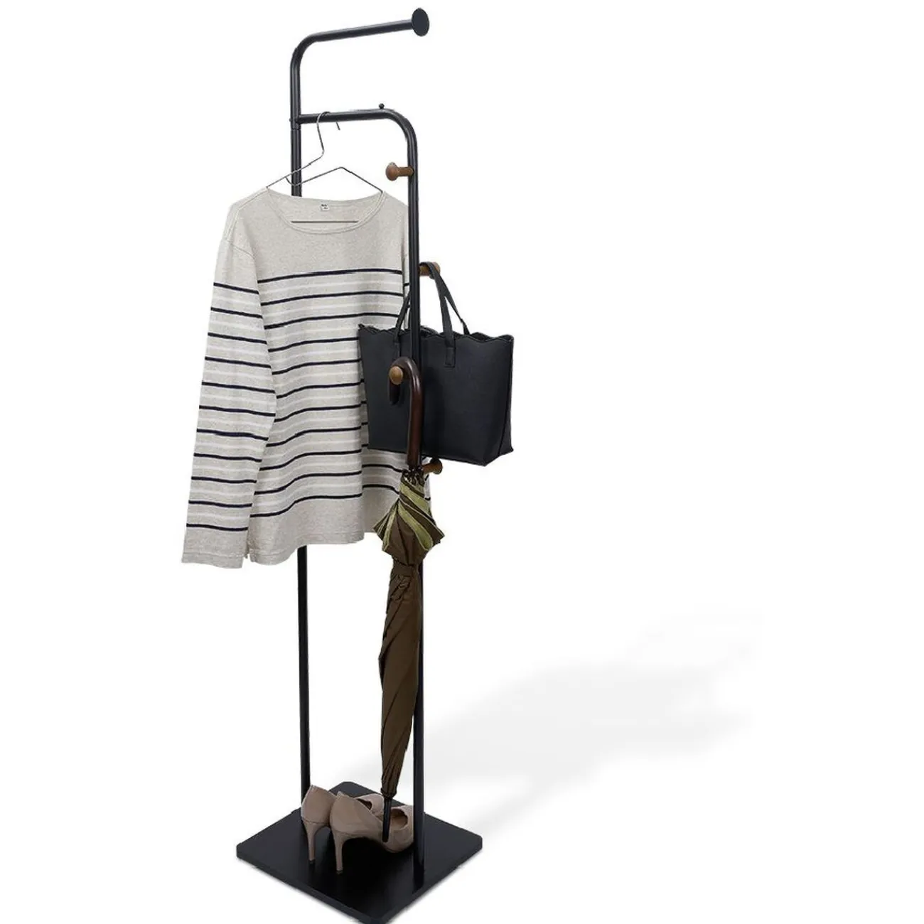 Gifi Rangement|Porte manteau en métal noir base carrée