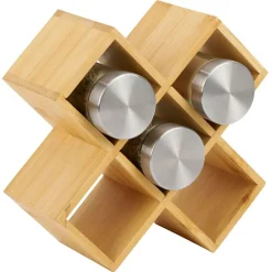Gifi Porte épice 5 cases bambou 17x17xH9cm