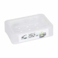 Gifi Aménagement Salle De Bain^Porte savon motif galet zen blanc transparent