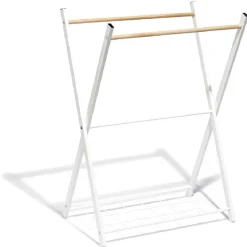 Gifi Aménagement Salle De Bain^Porte serviettes blanc et naturel