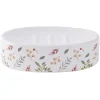 Gifi Aménagement Salle De Bain^Porte-savon céramique motif floral blanc et rose 13x8,5xH3cm