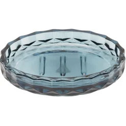 Gifi Aménagement Salle De Bain^Porte-savon en verre effet cristallin bleu 12x8xH2,5cm