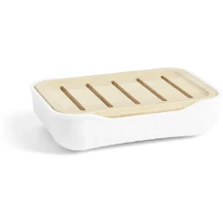 Gifi Aménagement Salle De Bain^Porte-savon salle de bain bambou et plastique blanc