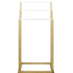 Gifi Aménagement Salle De Bain^Porte-serviettes en bambou naturel et blanc 42x24xH81,5cm