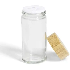 Gifi Pot à épice en verre et couvercle bambou Ø4,7xH9,8cm