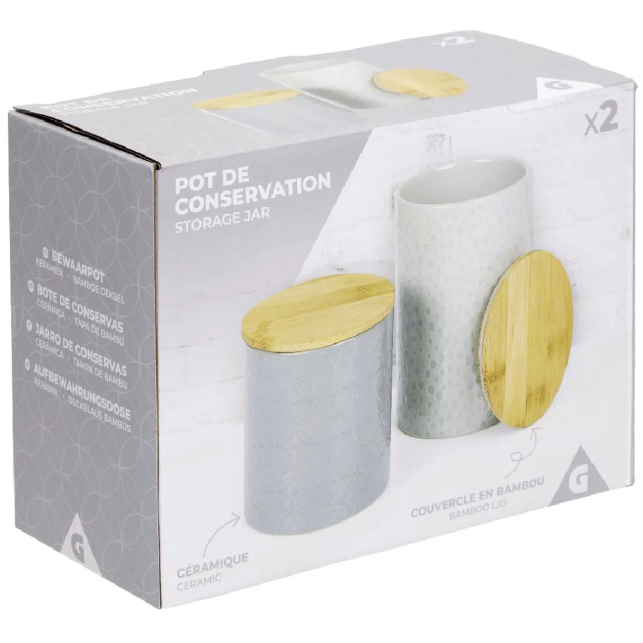 Gifi Pot de conservation design carreau de ciment et point relief x2