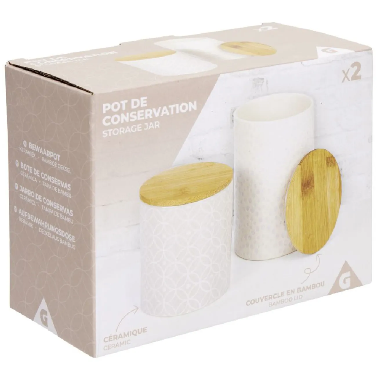 Gifi Pot de conservation design carreau de ciment et point relief x2