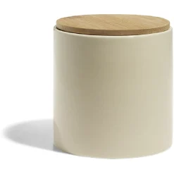 Gifi Pot de conservation 500ml grès carreaux de ciment couvercle bambou Ø10xH10cm