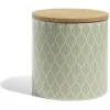 Gifi Pot de conservation 500ml grès motifs arrondis couvercle bambou Ø10xH10cm