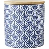 Gifi Pot en céramique à motif bleu avec couvercle en bois H10,5 cm